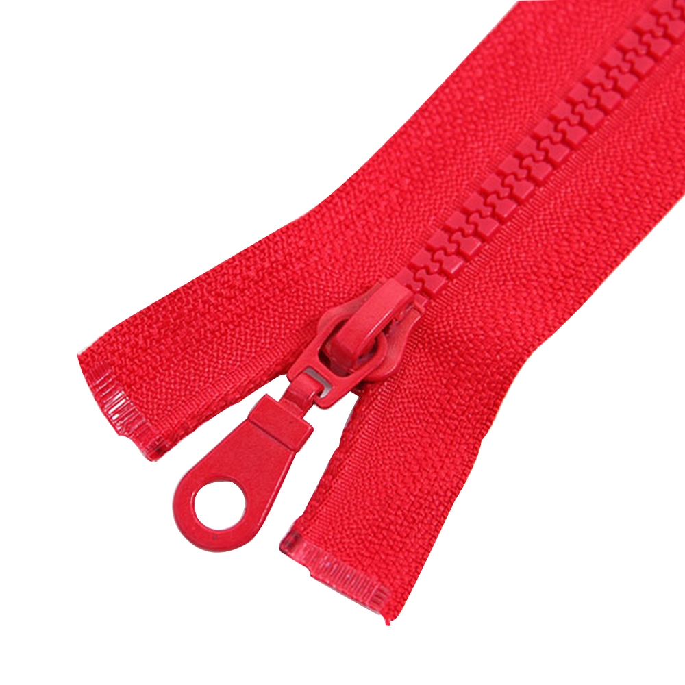 #5 Cremallera Cerrada de Resina Roja con Tirador de Metal para Chaquetas de Plumón